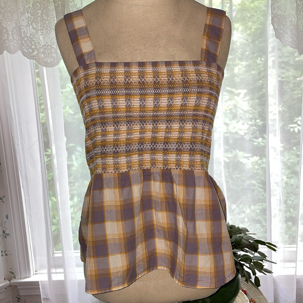Toad & Co smocked organic cotton tank.
